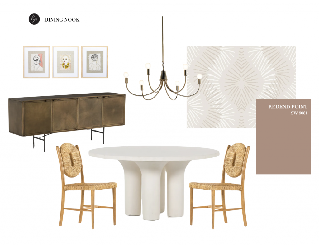 redend point color of the year moodboard with neutral furnishings