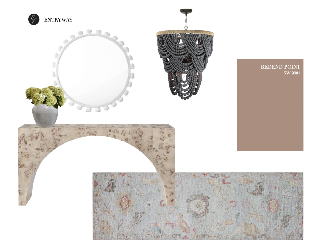 Entryway Mood Board using the color of the year, Redent Point (EDesign Service)